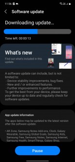 The Samsung Galaxy is receiving its first software update