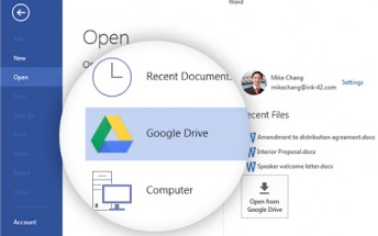 Now you can access your Google Drive documents directly from Microsoft Office