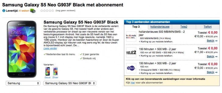 Twisted negeren een andere Galaxy S5 Neo goes up for preorder in the Netherlands - GSMArena.com news