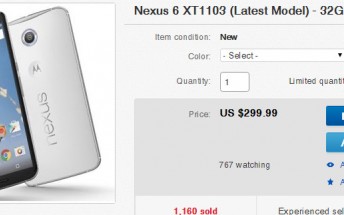 The Nexus 6 is now available for $299.99 in the US