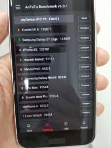 HTC 10 running AnTuTu 6, sweeping the competition