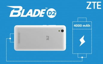 ZTE Blade D2 is a new 4000 mAh budget offer for Thailand and Vietnam
