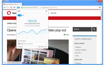 Opera integrates free VPN in its developer channel