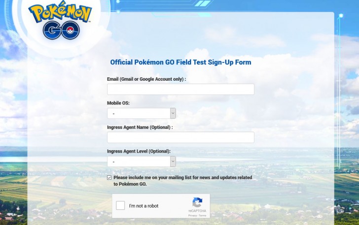 Pokemon Go sign-up screen - UpLabs