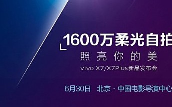 vivo X7 set to be unveiled on June 30; X7 Plus also coming