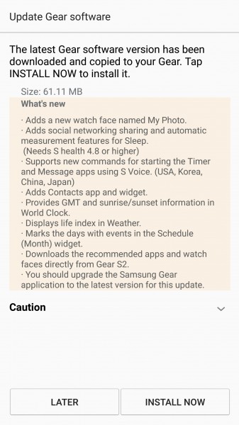 Samsung gear s2 software hot sale