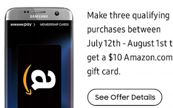 Deal: Make three Samsung Pay purchases and get $10 Amazon gift card