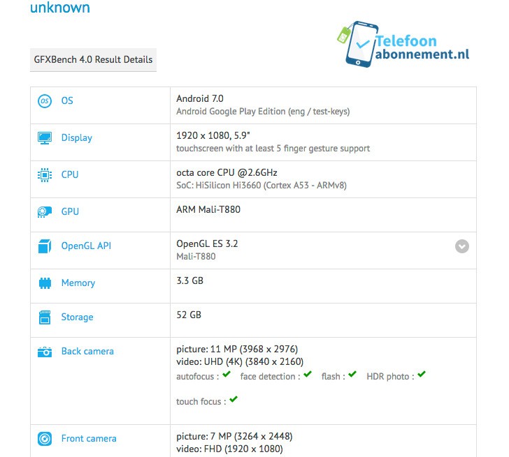 salaris monster Doe mee Alleged Huawei Mate 9 specs leak via a benchmark app - GSMArena.com news