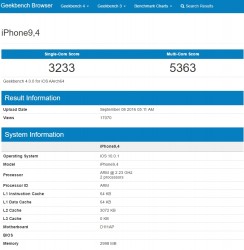 Alleged iPhone 7 Plus GeekBench score