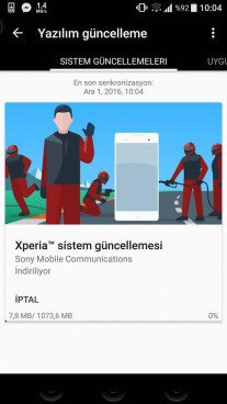 The update screen for Xperia XZ's Nougat firmware