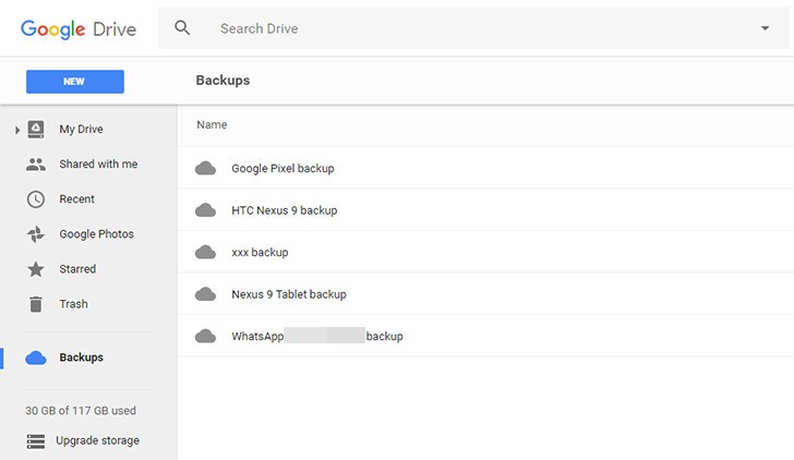 Where is the Google phone backup folder?