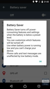 <i>Battery Saver and its settings. </i>