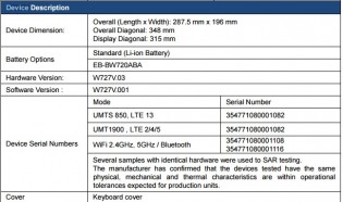 Samsung Tab Pro S2 FCC listing