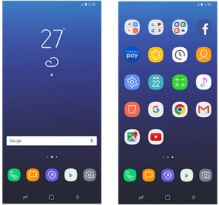Screenshots of the Samsung Experience homescreen
