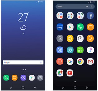 Screenshots of the Samsung Experience homescreen