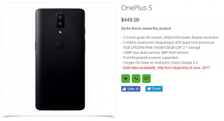 oneplus 5 specifications