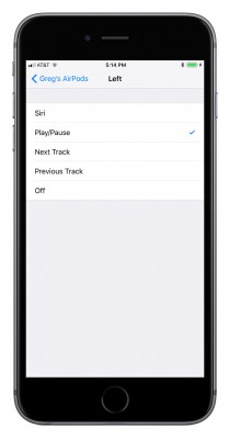 New AirPod settings in iOS 11