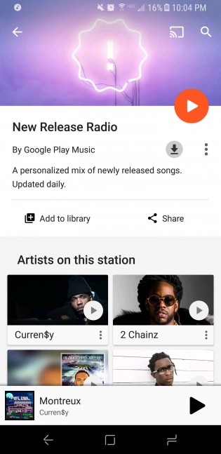 Google Play Music New Release Radio