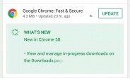 Play Store update shows changelog in the update screen