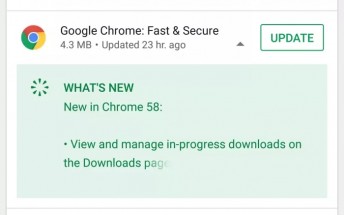 Play Store update shows changelog in the update screen