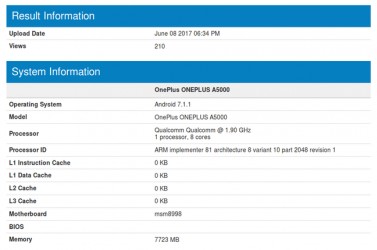 Benchmarks showing the OnePlus 5 specifications