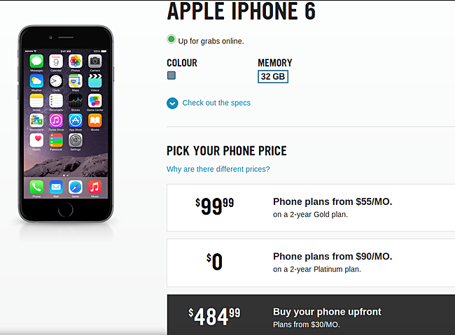 Iphone 6 deals price in canada