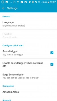 HTC Alexa app settings