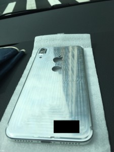 Metal blanks (allegedly) of the iPhone 8 frame, showing a rear fingerprint reader