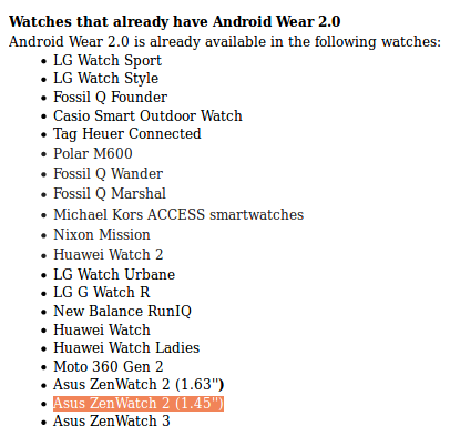 Android wear clearance 2.0 watches list