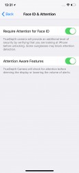 Face ID & Attention settings