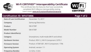 Samsung Galaxy A7 (2018) Wi-Fi certification
