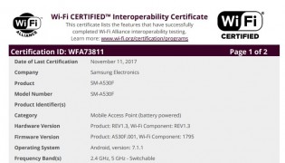 Samsung Galaxy A5 (2018) Wi-Fi certification