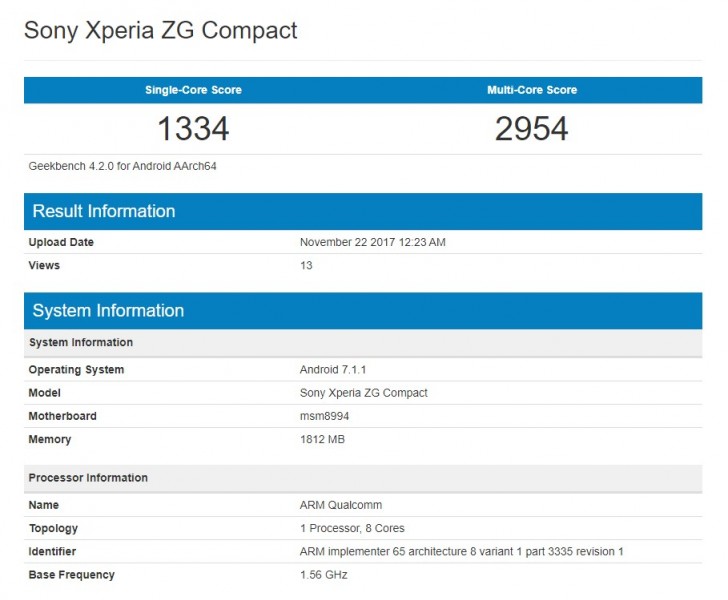 Mysterious Sony Xperia ZG Compact appears again on Geekbench