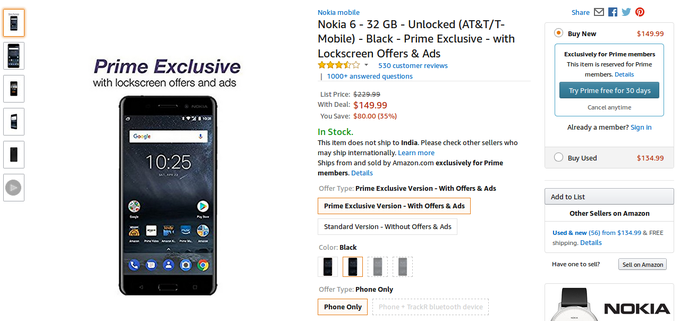 Prime Exclusive deals: $30 off on Nokia 6, LG G6+ to get $50 price