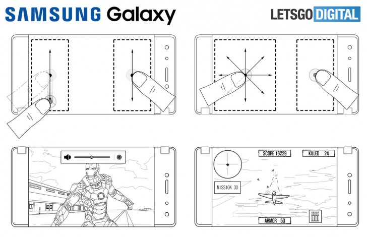 Samsung patents describe gameplay on a foldable dual screen phone