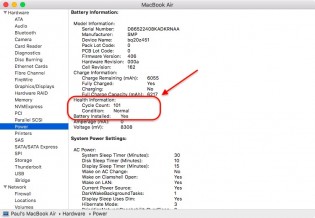 macOS reports battery condition
