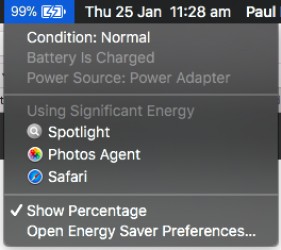 macOS reports battery condition