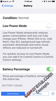 Concept: battery health reported within Settings > Battery
