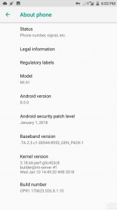 A new version of the Oreo update for the Xiaomi Mi A1 has been released