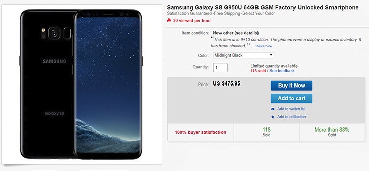 samsung s8 display rate