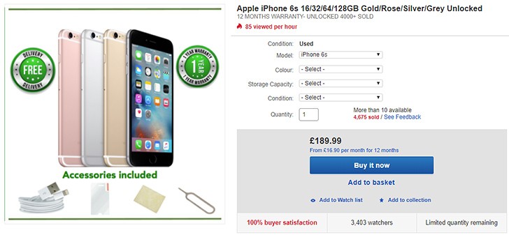 Deal: used iPhone 6s (Grade A) starting from £200