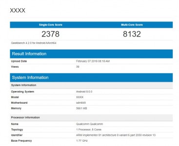 Snapdragon 845-powered device leaves its footprints in Geekbench 4.2
