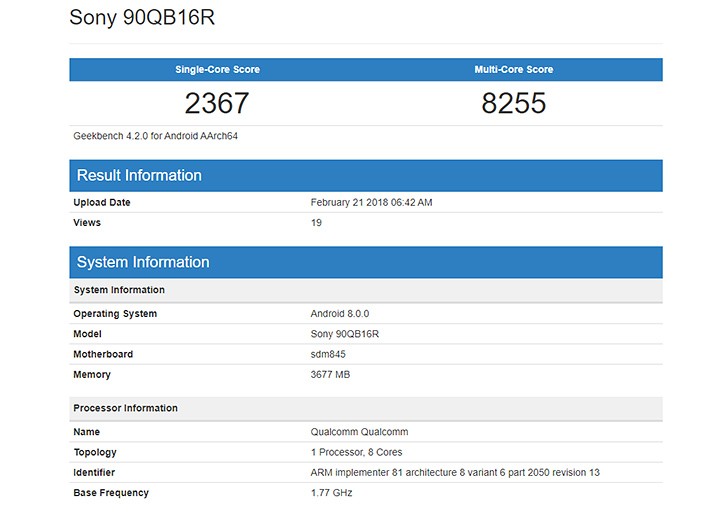 Another Sony Xperia with Snapdragon 845 chipset visits Geekbench