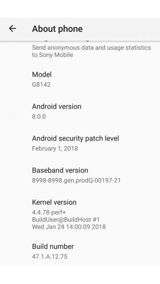 Sony Xperia XZ Premium security update