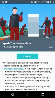 Sony Xperia X updating to Oreo