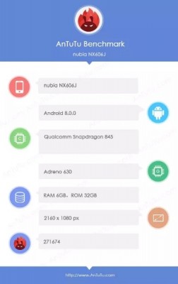 ZTE nubia NX606J specs on AnTuTu