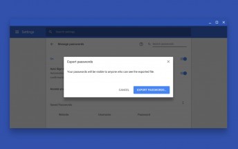 Chrome to add export password option on desktop