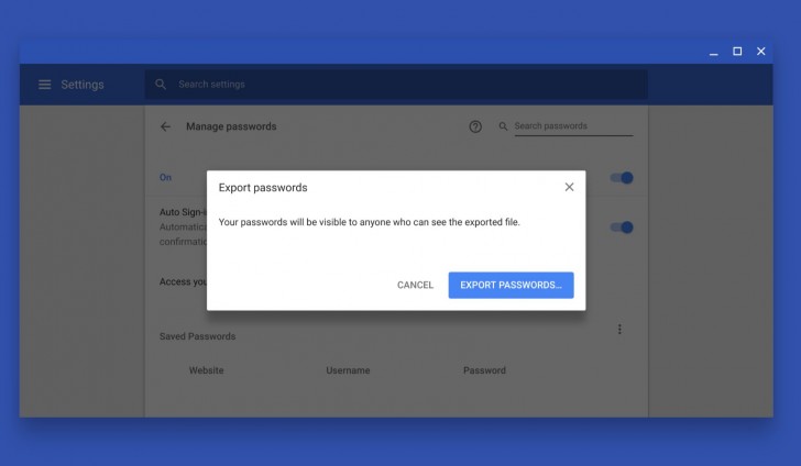 2018 export chrome passwords