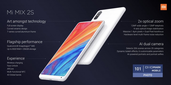 Xiaomi Mix 2s now official: Snapdragon 845 and a dual camera setup - GSMArena.com news