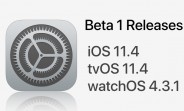 Apple releases first betas for iOS 11.4, tvOS 11.4 and watchOS 4.3.1